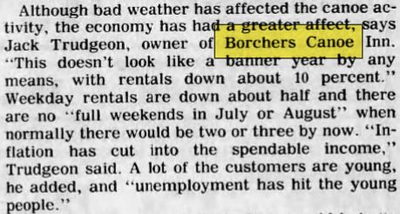 Borchers AuSable Canoe & Kayak - Jun 29 1980 Article (newer photo)